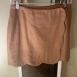 Wool scalloped skirt, beige, size small
